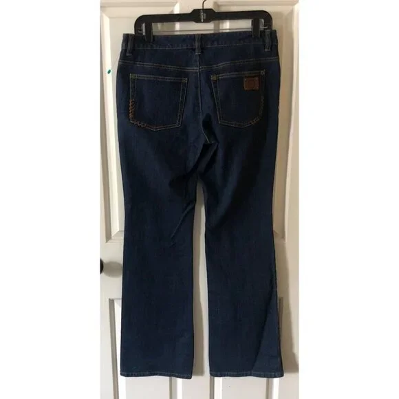 Michael Kors Womens Jeans Dark Wash Size 6 Brown Stitching - Picture 6 of 11